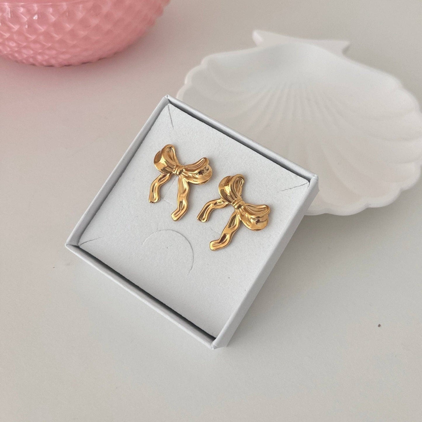 Boucles d'oreilles Clou Nœud Acier inoxydable plaqué or