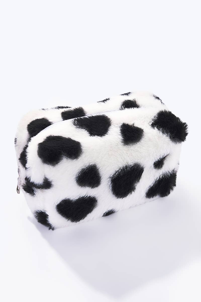 Trousse fausse fourrure motif cœur