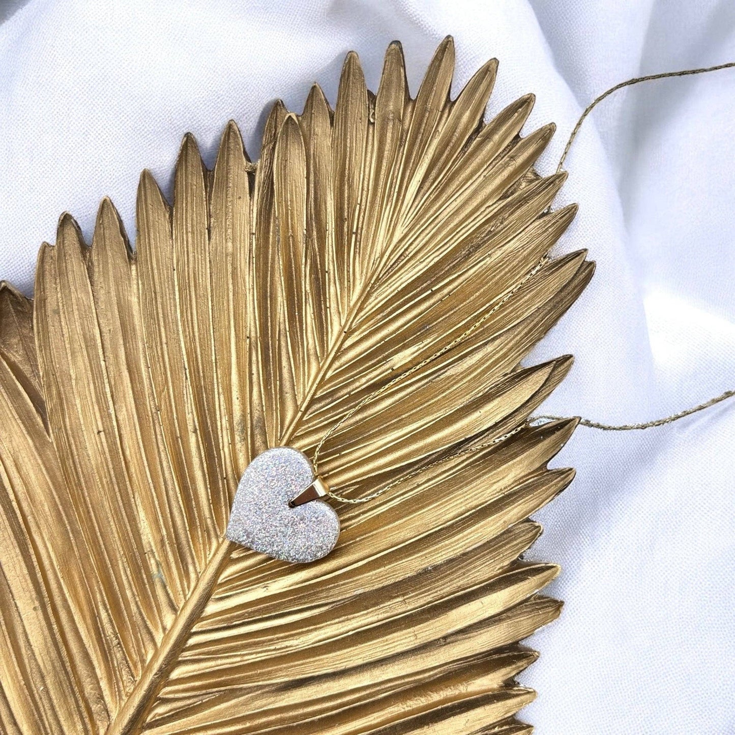 Collier cœur holographique acier inoxydable "Plaqué or 18 carats"