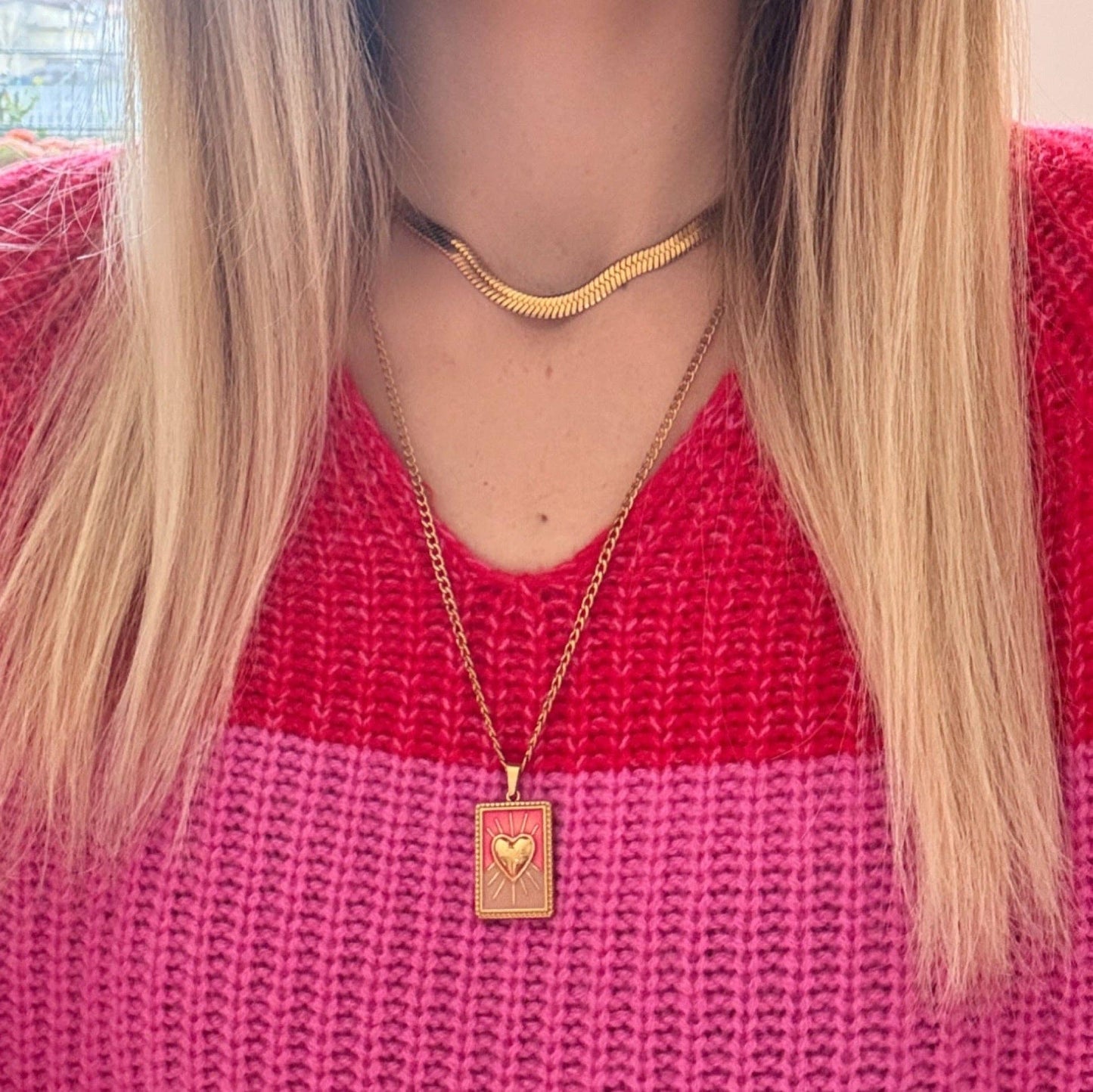 Collier avec Pendentif Cœur en Acier