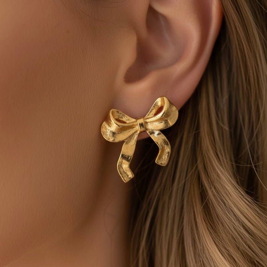 Boucles d'oreilles Clou Nœud Acier inoxydable plaqué or