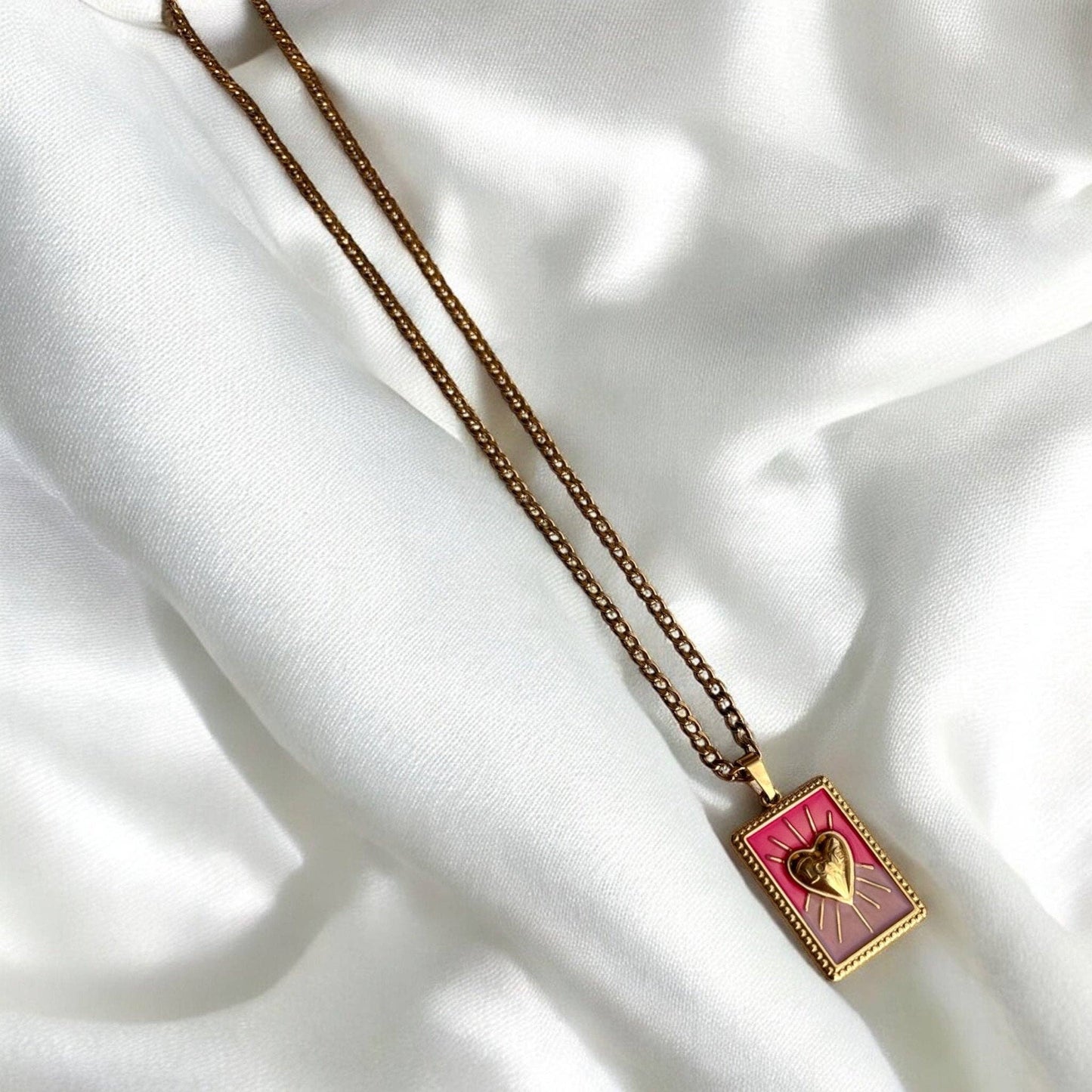 Collier avec Pendentif Cœur en Acier