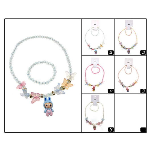 Ensemble de bijoux pour enfants Monster Pendentif Papillon avec perles