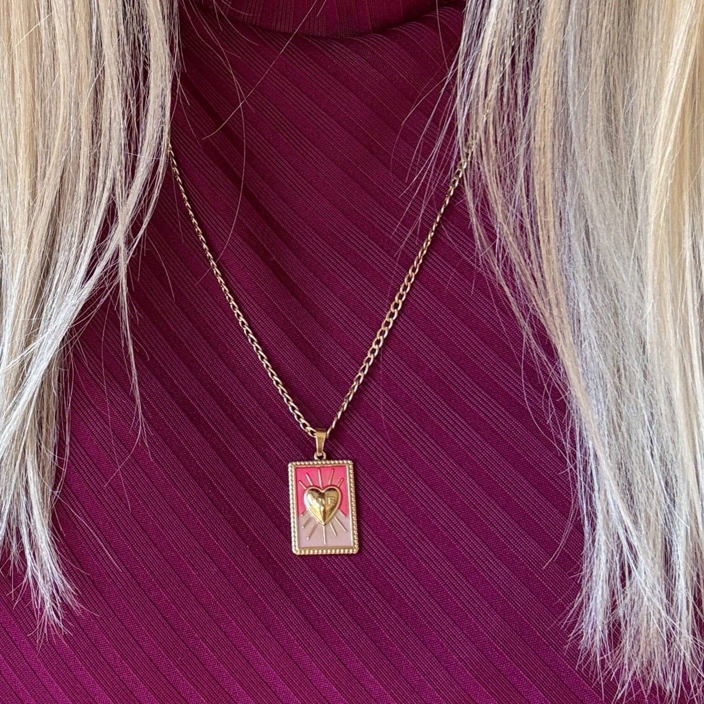 Collier avec Pendentif Cœur en Acier