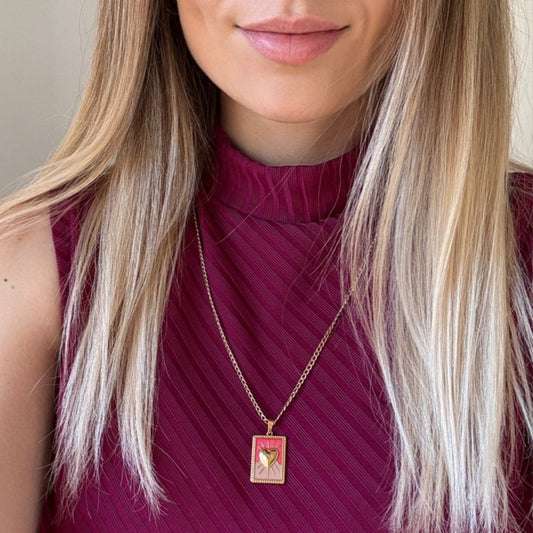 Collier avec Pendentif Cœur en Acier