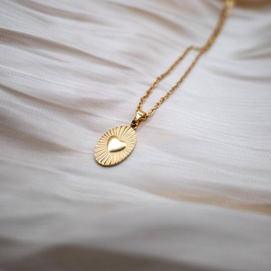 Collier avec pendentif cœur - Acier inoxydable plaqué or 18k