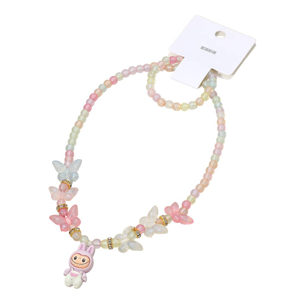 Ensemble de bijoux pour enfants Monster Pendentif Papillon avec perles