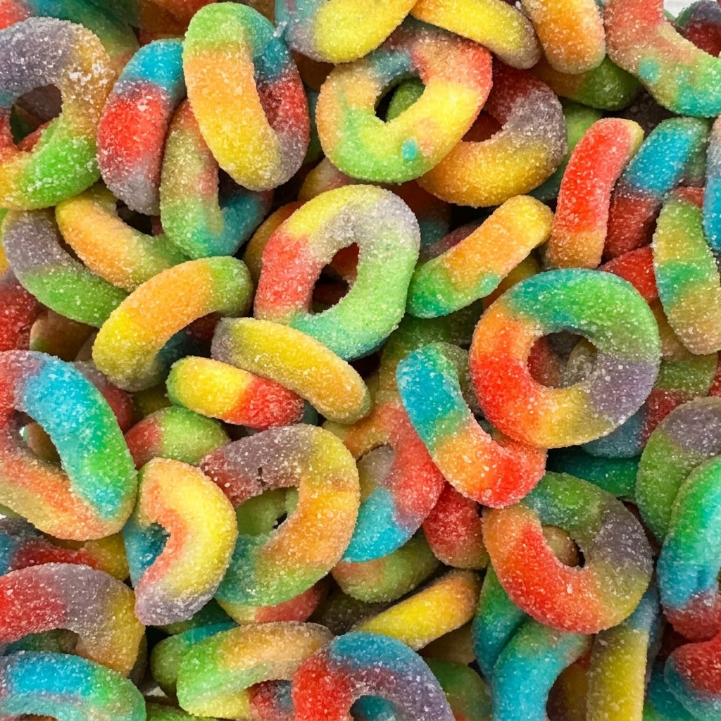 Anneaux multicolores sucrés DULCEPLUS ✔️ Sans gluten / Vendu à la pièce
