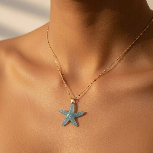 Collier Étoile de Mer acier inoxydable "Plaqué or 18 carats"