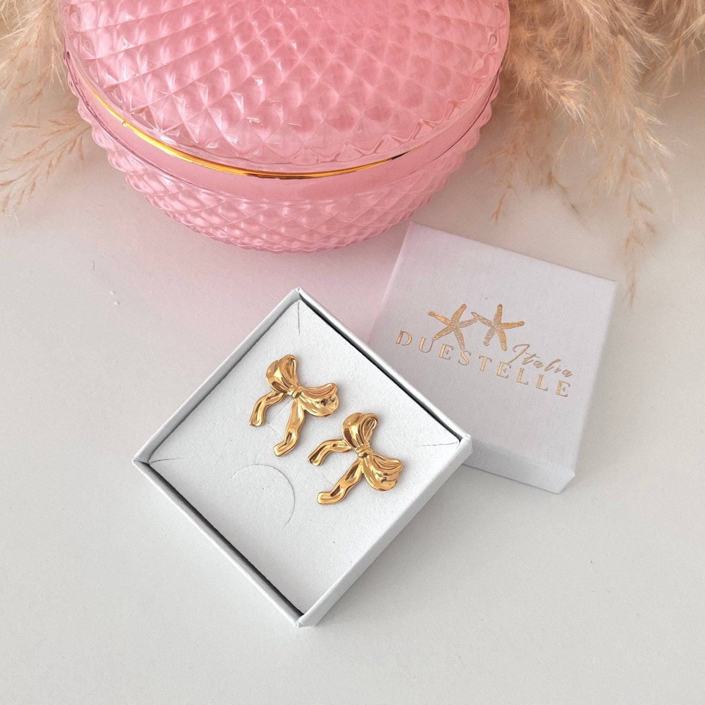 Boucles d'oreilles Clou Nœud Acier inoxydable plaqué or