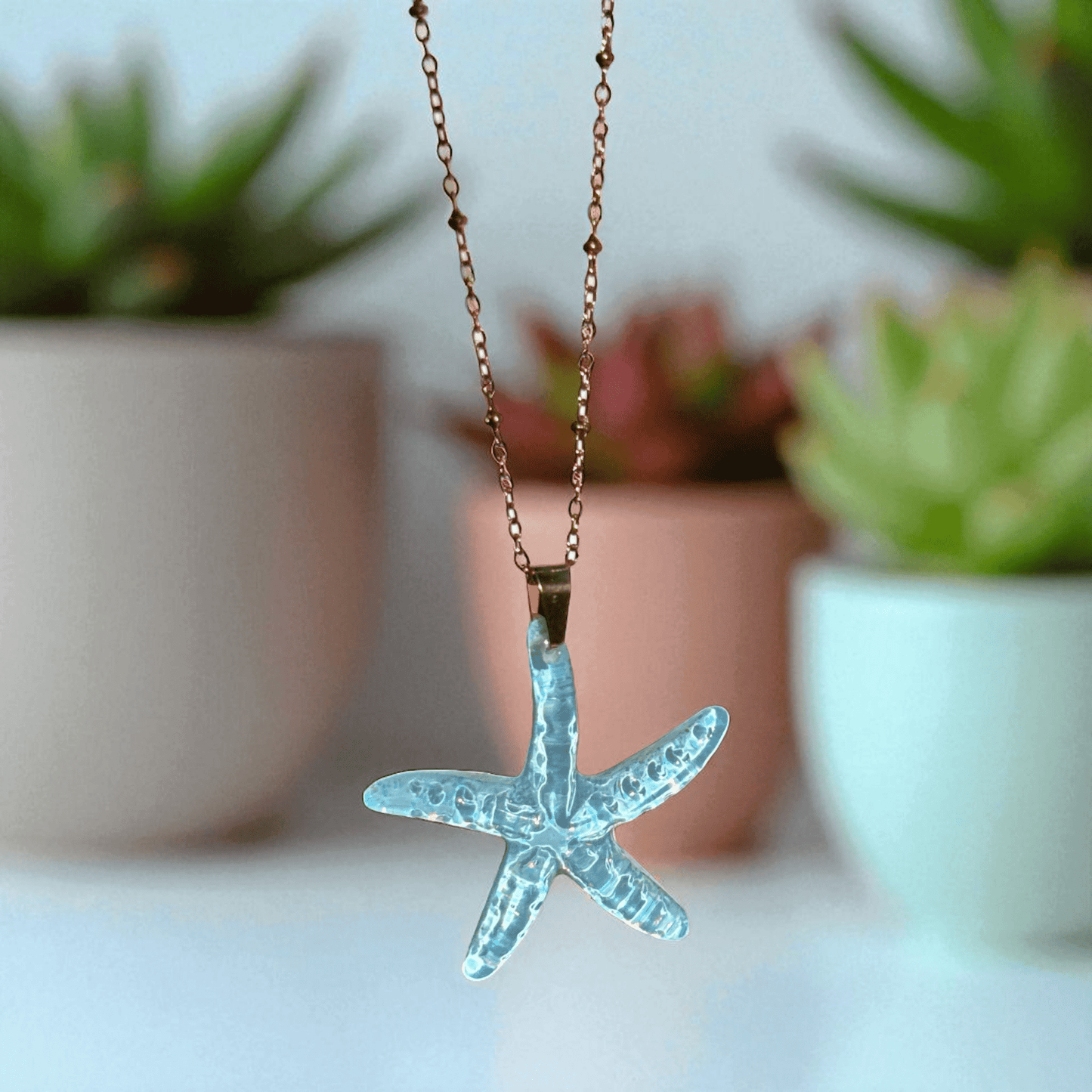 Collier Étoile de Mer acier inoxydable "Plaqué or 18 carats"
