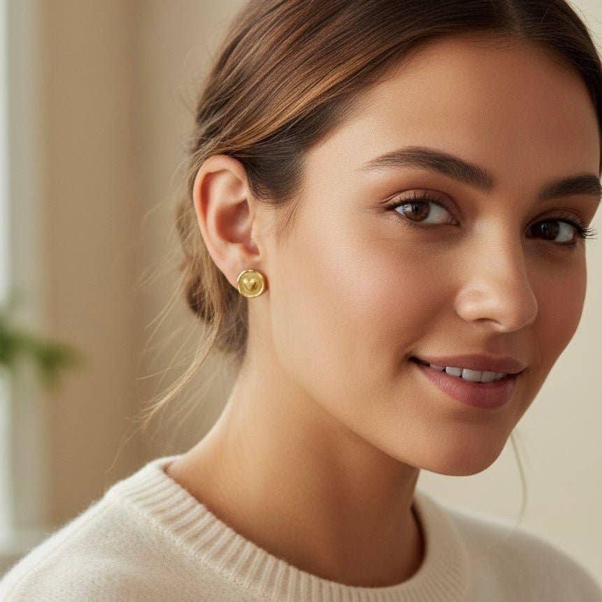 Boucles d'oreilles Cœur en acier plaqué or