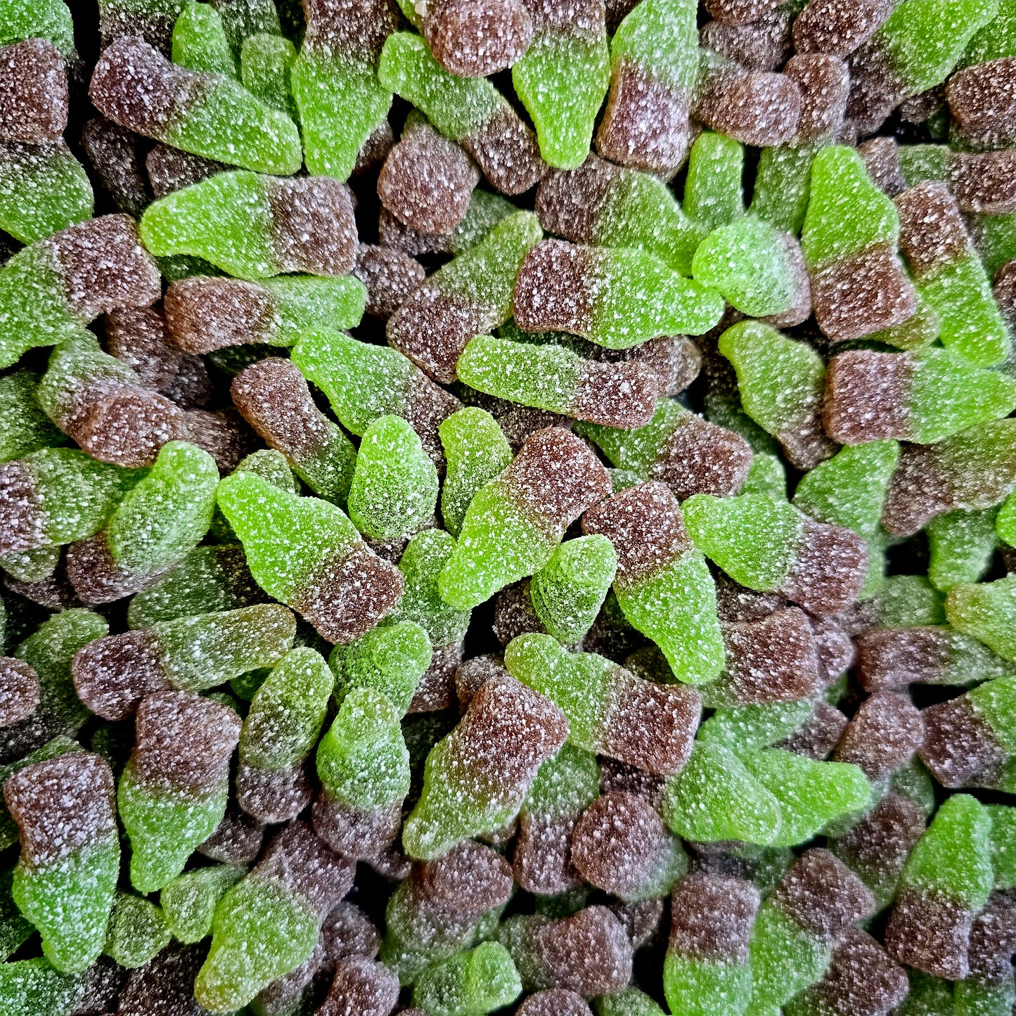 Mini Bouteille de cola verte et marron sucrée